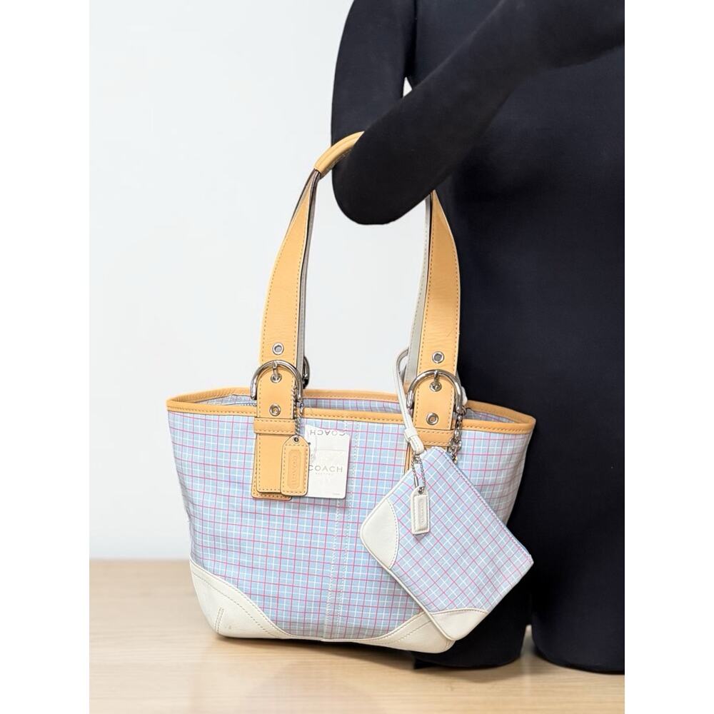 NWT Vintage Coach 1823 Soho Plaid Twill Tote & Wristlet - Picture 8 of 14